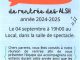 Mercredi 4 septembre à 19h :  Réunion de rentrée des Accueils de Loisirs – Saison 2024-2025